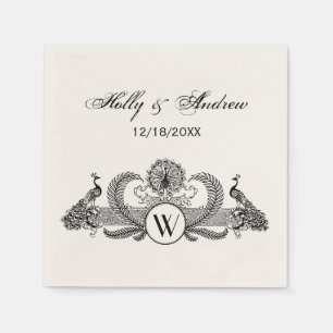 Vintage Pauw Monogram Ivoorkleurig BG Servetten