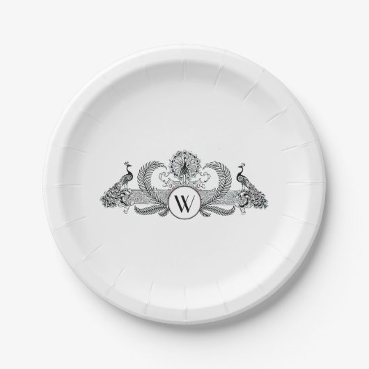 Vintage Pauw Monogram Papieren Bordje (Voorkant)