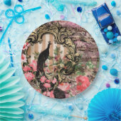 Vintage pauwbloem muzikale noot roze en goud papieren bordje (Feest)