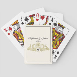 Vintage Pauwen met Monogram - Goud Ivoor FRM Pokerkaarten