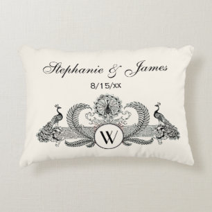 Vintage Pauwen Monogram Ivoorkleurig BG Decoratief Kussen