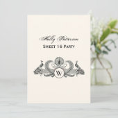 Vintage Pauwen Monogram Ivoorkleurig BG Kaart (Staand voorkant)