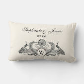 Vintage Pauwen Monogram Ivoorkleurig BG Kussen (Achterkant)