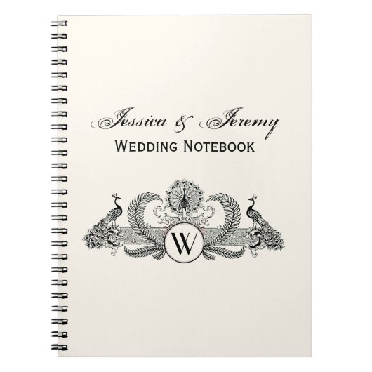 Vintage Pauwen Monogram Ivoorkleurig BG Notitieboek (Voorkant)