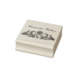 Vintage Pauwenaam Initiaal  Rubberstempel