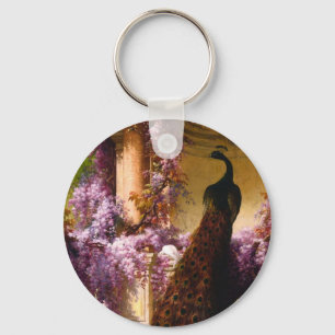 Vintage Pauwentuin Kunstwerk Romantische Wisteri Sleutelhanger