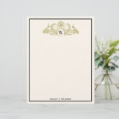 Vintage Pauwstaarten Monogram Nep Goud Ivoor BG (Staand voorkant)