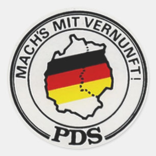vintage PDS (oude SED) 1990 verkiezingsostalgie Ronde Sticker