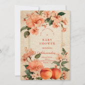 Vintage Peach Garden Botanical Baby Shower Kaart (Voorkant)