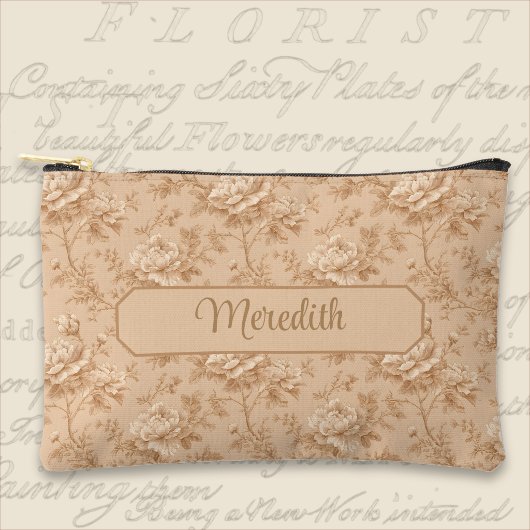 Vintage Peach Rose Toile  Etui