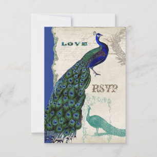 Vintage Peacock 5 - Formele Trouw Uitnodiging