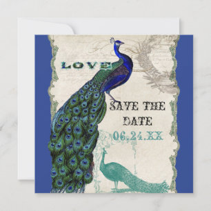 Vintage Peacock 5 - Reserveer de datum Save The Date