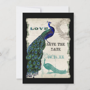 Vintage Peacock 5 - Reserveer de datum Save The Date