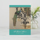 Vintage Peacock 6 Muzieknoten Candelabra Swirl Kaart (Staand voorkant)