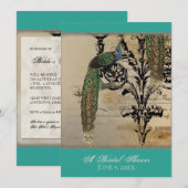 Vintage Peacock 6 Muzieknoten Candelabra Swirl Kaart (Voorkant / Achterkant)