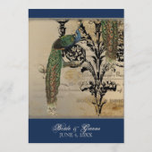 Vintage Peacock 6 Muzieknoten Candelabra Swirl Menu (Achterkant)