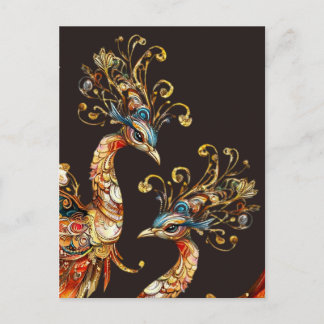 vintage peacock circus carnival entertainment briefkaart