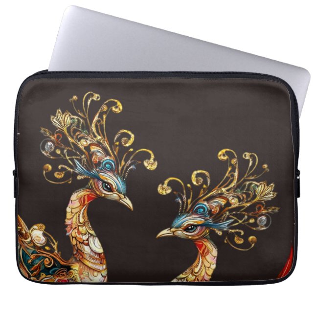 vintage peacock circus carnival entertainment laptop sleeve (Voorkant)