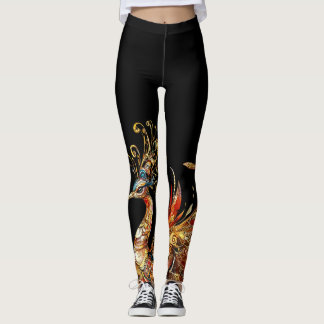 vintage peacock circus carnival entertainment leggings