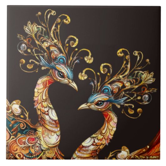 vintage peacock circus carnival entertainment tegeltje (Voorkant)