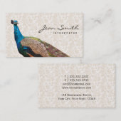 Vintage Peacock Floral Interpreter Visitekaartje (Voorkant / Achterkant)
