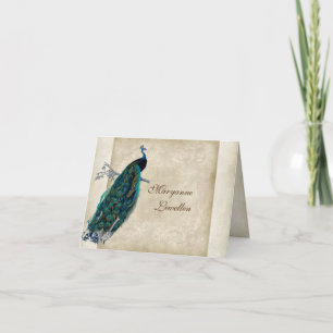 Vintage Peacock Personal Business Correspondence Notitiekaartje