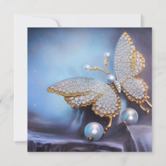 Vintage Pearl Rhinestone Butterfly Kaart