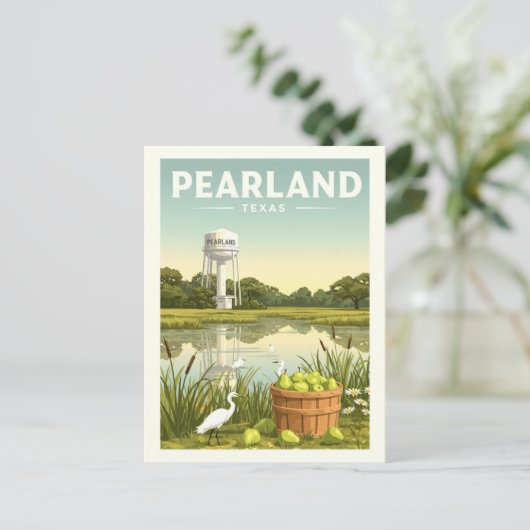 Vintage Pearland Texas Briefkaart (Staand voorkant)