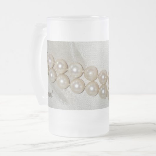 Vintage Pearls Elegant Matglas Bierpul (Voorkant links)