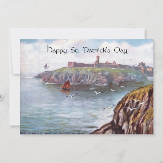 Vintage Peel Castle Ruins St. Patrick's Isle Feestdagenkaart (Voorkant)