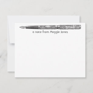 Vintage pen gepersonaliseerde notitiekaart notitiekaartje