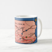 Vintage Pennsylvania Map Mug Koffiemok (Voorkant rechts)