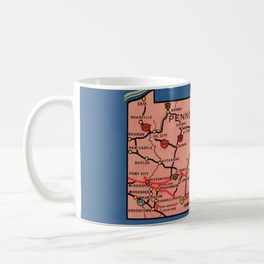 Vintage Pennsylvania Map Mug Koffiemok (Links)