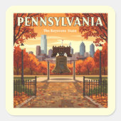 Vintage Pennsylvania Vierkante Sticker (Voorkant)