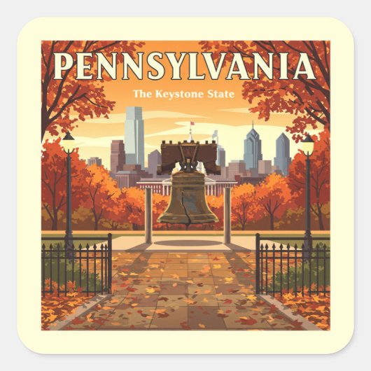 Vintage Pennsylvania Vierkante Sticker (Voorkant)