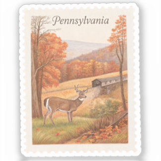 Vintage Pennsylvania Witsnuitherten Herfstzegel Sticker