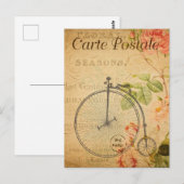 Vintage Penny Farthing Bicycle Bike Floral Briefkaart (Voorkant / Achterkant)