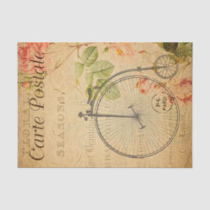 Vintage Penny Farthing Bicycle Bike Floral Tissuepapier