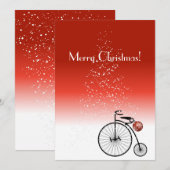 Vintage penny farthing kerstkaart (Voorkant / Achterkant)