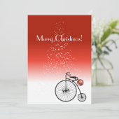 Vintage penny farthing kerstkaart (Staand voorkant)