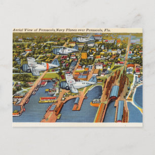 Vintage Pensacola Aerial Uitzicht Florida Briefkaart