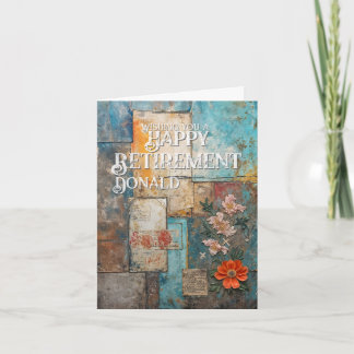 Vintage Pensioenkaart met Bloemencollage Kunst Bedankkaart