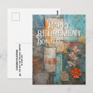 Vintage Pensioenkaart met Bloemencollage Kunst Briefkaart