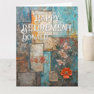 Vintage Pensioenkaart met Bloemencollage Kunst Kaart