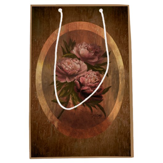 Vintage Peonies Medium Gift Bag Medium Cadeauzakje (Voorkant)