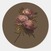 Vintage Peonies Ronde Sticker (Voorkant)