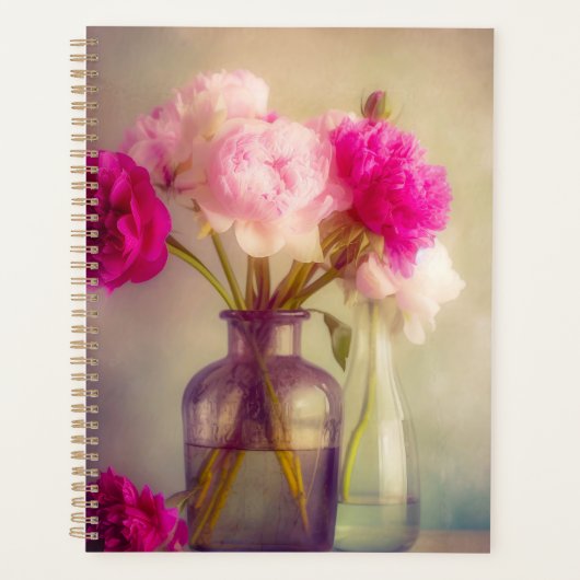 Vintage Peony Bouquet in Glass Vases Planner (Voorkant)