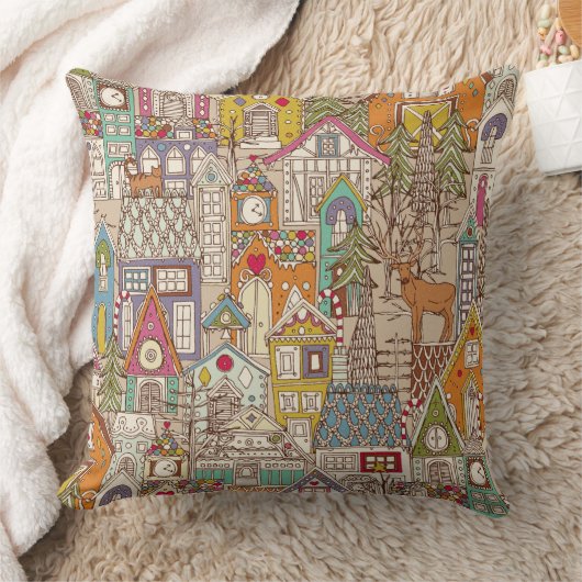 vintage peperkoek stad kussen (Deken)