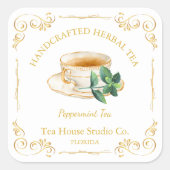 Vintage Peppermint Tea Square Label (Voorkant)