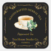 Vintage Peppermint Tea Square Label (Voorkant)